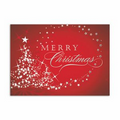 Starry Tree Merry Christmas Card - Silver Lined White Envelope